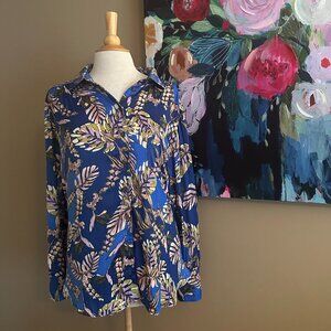 Free People Boho Flowy Festival Floral Button Down Breezy Blouse Size Medium